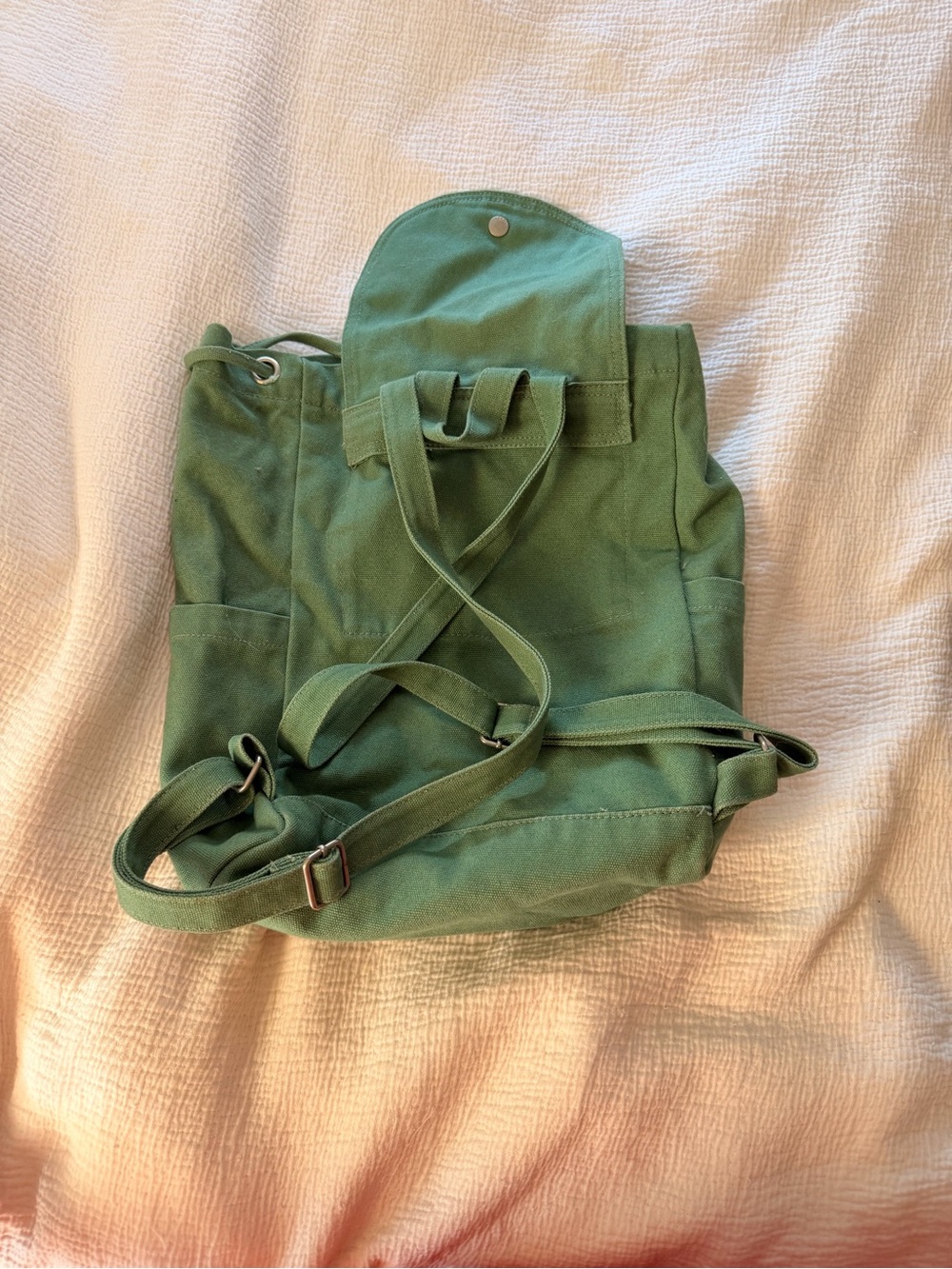 Green BAGGU Canvas Drawstring Backpack - Picture 2 of 8